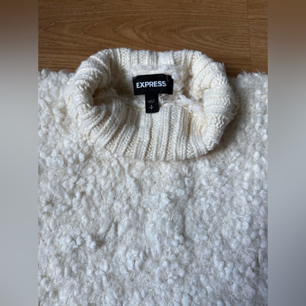 Express Ivory Fuzzy Turtleneck Sweater - Picture 2 of 3